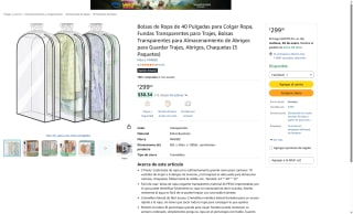 Bolsas de Ropa Colgantes 40" por $299 | Amazon