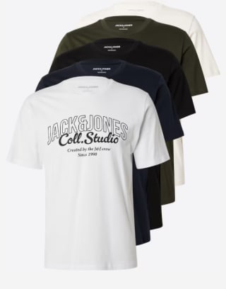 5-Pack JACK & JONES Shirt 'JJMAKOTO' in Beige, Navy, Kaki, Zwart, Wit voor €19,71