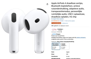Apple AirPods 4 ANC Wit voor €155 bij Amazon