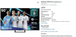 Hisense 50" QLED E7Q (2025) voor €253 bij Amazon
