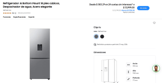 Refrigerador Samsung 18FT AI Top Mount por $11,305