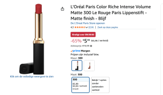 L’Oréal Paris Color Riche Intense Volume Matte 300 Le Rouge Lippenstift voor €5,99
