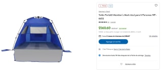 Toldo portátil Member's Mark para 6 personas WF-6655 por $561 en Sam's Club