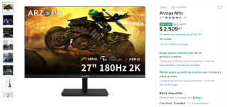 Monitor Arzopa 2K 180Hz por $3,816 | Mercado Libre (BBVA)
