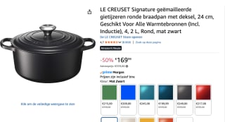 Le Creuset Signature Braadpan Ø 24 cm voor €169,99 bij Amazon