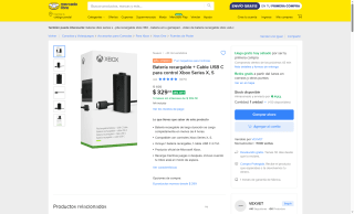 Batería recargable Xbox por $329 | Mercado Libre