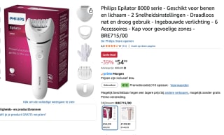 Philips Epilator Series 8000 BRE715/00 Wet & Dry voor €54,99 bij Amazon