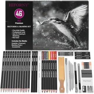 HIFORNY juego de 46 lápices de dibujo por 13,02€ en Amazon
