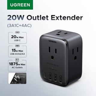 UGREEN regleta 20W (4 AC, 3 USB‑A + 1 USB‑C) por $278 en AliExpress