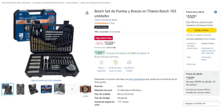Bosch Set de Puntas y Brocas 103 unidades por $550 en Amazon