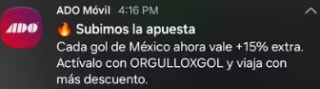 Cupón ADO: 15% de Descuento por Gol de México