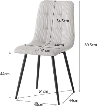 GrandCA HOME Juego de 4 sillas de comedor tapizadas de pana por 77,51€ en Amazon