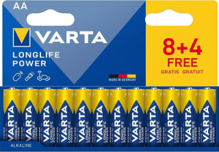 VARTA Longlife Power AA, pack de 12 (8+4) por 3,71€ en Amazon