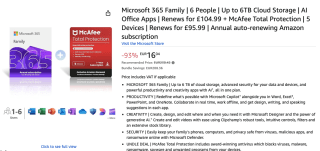 Microsoft 365 family 1 jaar + McAfee Total Protection voor €17 bij Amazon