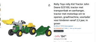 Rolly Toys rolly Kid Tractor John Deere 023100 voor €84,99 bij Amazon