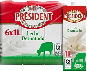6 litros Leche Président Desnatada por 5.64€ Amazon