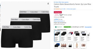 Calvin Klein 3-Pack Heren Low Rise Trunks voor €22,85 bij Amazon