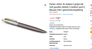 Balpen Parker Jotter XL Grey Collection voor €15 bij Amazon