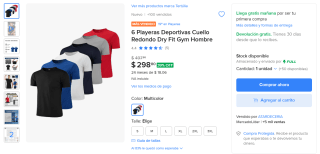 6 Camisetas Deportivas por $299 | Mercado Libre