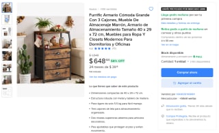 Armario cómoda 3 cajones por $648 | Mercado Libre