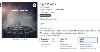 Night Visions LP, Import voor €9,99 bij Amazon