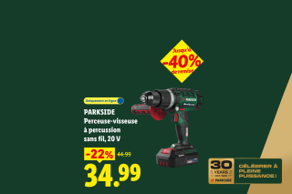 -40% sur une sélection d'outils Parkside 20V chez Lidl