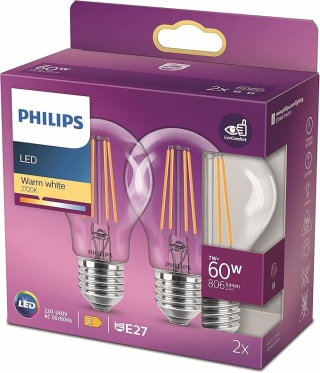 2x Philips Ledlampen E27 60 W voor €5,21 bij Amazon