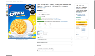 Galletas Oreo Vainilla 4pk por $20 | Amazon