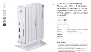 D-Link DUF-E01 Thunderbolt 4 dockingstation voor €148,45 bij Amazon