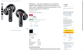 Audífonos Nothing Ear con ChatGPT por $1,896 | Amazon