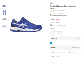 Tenis Asics Gel-Dedicate 8 Gs por $800 | Liverpool
