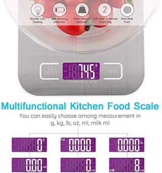 Báscula de cocina SEXYBIRDS 5 kg (1 g) por $99 en Amazon