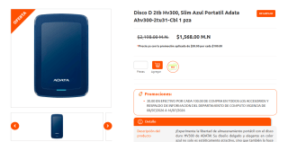 Disco Duro 2TB Hv300 Portátil Adata por $1,568 | LaComer