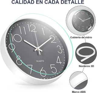 Reloj de pared de cuarzo silencioso (12 pulgadas) por $199 en Amazon