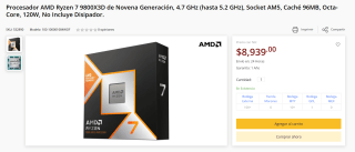 AMD Ryzen 7 9800X3D 9na Gen 4.7 GHz por $8,939 | PCEL