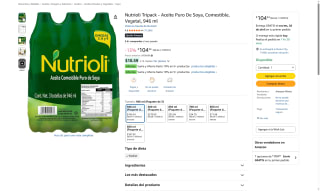 Aceite Soya Nutrioli Pack de 3 por $104 | Oferta Amazon