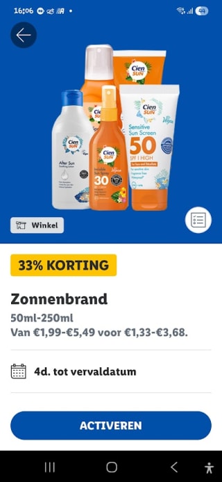 33% korting op alle Zonbescherming bij de Lidl