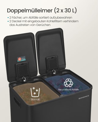 SONGMICS Keukenprullenbak LTB741 (2 x 30 L) voor € 57,99 bij Songmics