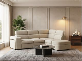 Canapé d'angle réversible convertible LUNA 4 places Tissu Beige à 899€ chez Conforama