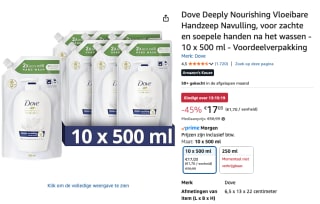 Dove Moisturising Hand Wash Deeply Nourishing – 10 x Eco Refill 500 ml voor €17,03