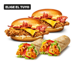 KFC 2 burgers o 2 wraps por 8,99€.
