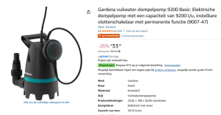 Gardena 9200 Basic 250W Waterpomp voor €33,25 bij Amazon