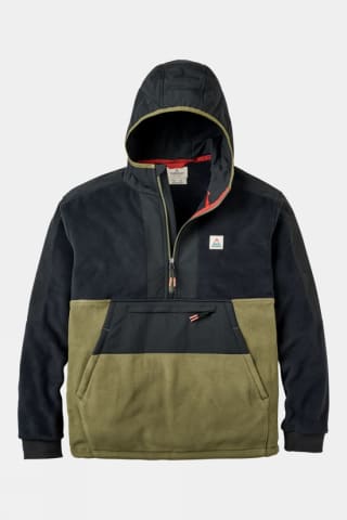 Passenger Mens Woodland Hooded Half Zip Polar Fleece Jacket – Orange & Blue – Size