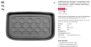 Kofferbakmat Design voor Tesla Model Y voor €8,62 bij Amazon