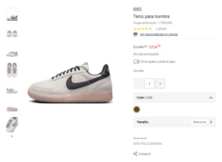 Tenis Nike Field General Café por $725 | Oferta Liverpool