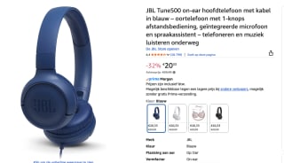 JBL T500 - On-ear koptelefoon voor €20,33 bij Amazon