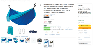 Bluelander Hamaca portátil para acampar de adultos por $170 en Amazon