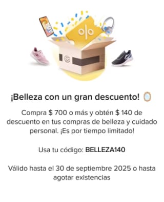 Cupón Mercado Libre: $140 de descuento en Belleza y Cuidado Personal