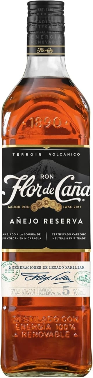 2 botellas Ron Flor de Caña 5 años, 1 botella 70 cl por 22.90€
