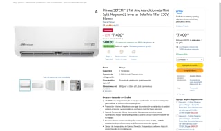 Minisplit Mirage Magnum 22 por $5,760 | Amazon (Banamex MSI)